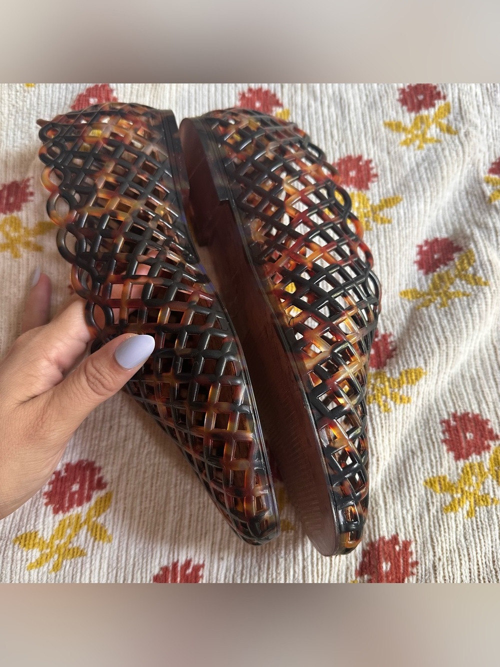 Steve Madden Grove Jelly Ballet Flats tortoise shell plastic cage design W 8 - Picture 10 of 13